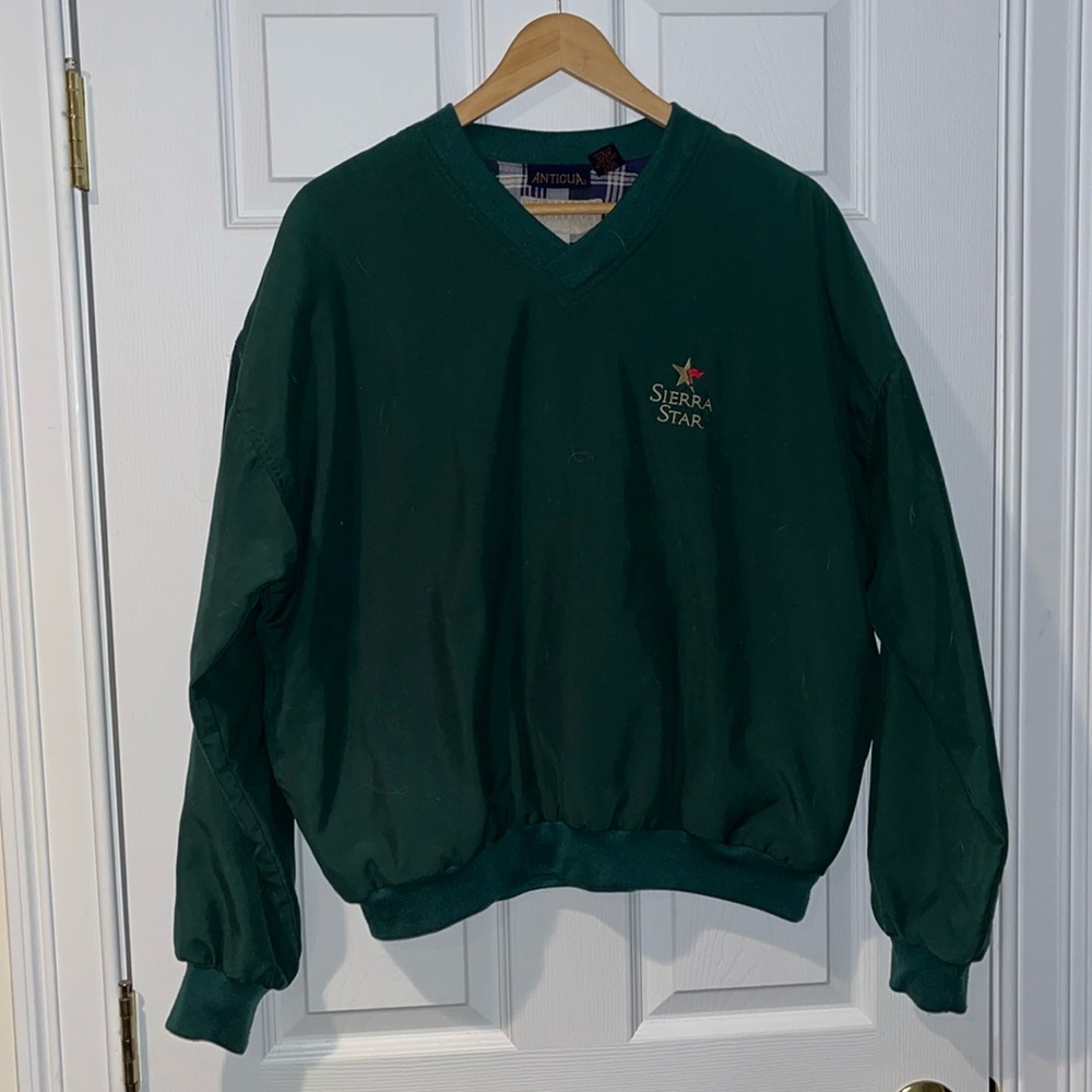 Antigua Sierra Star V Neck Sweatshirt Green